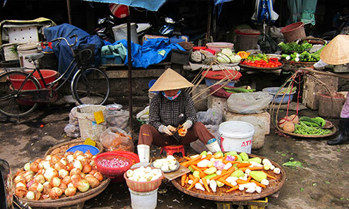 The lively vegetable market